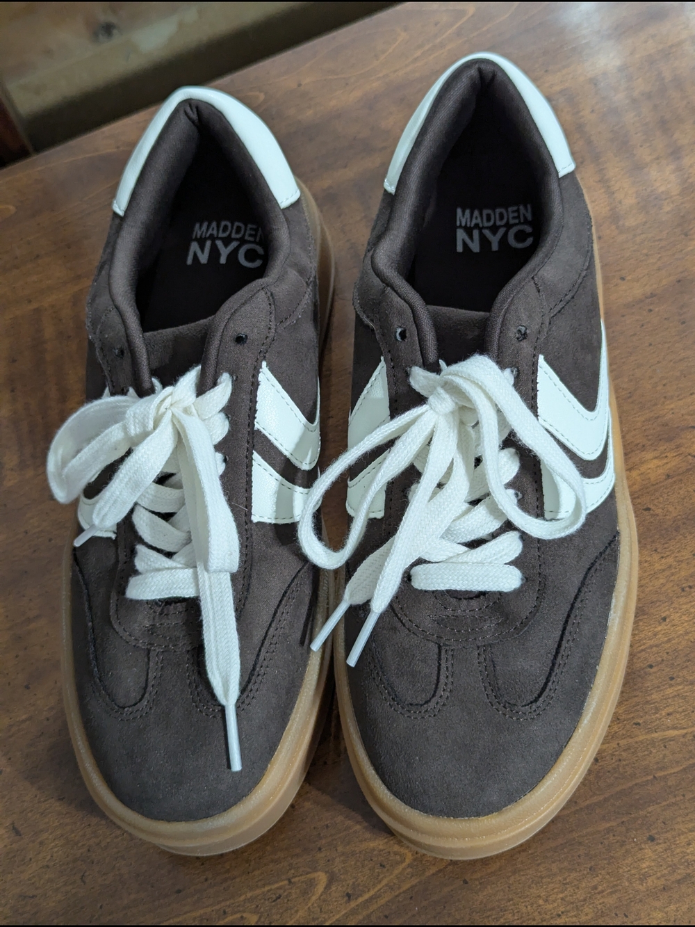 Steve Madden Brown Suede Sneakers with White Accents
